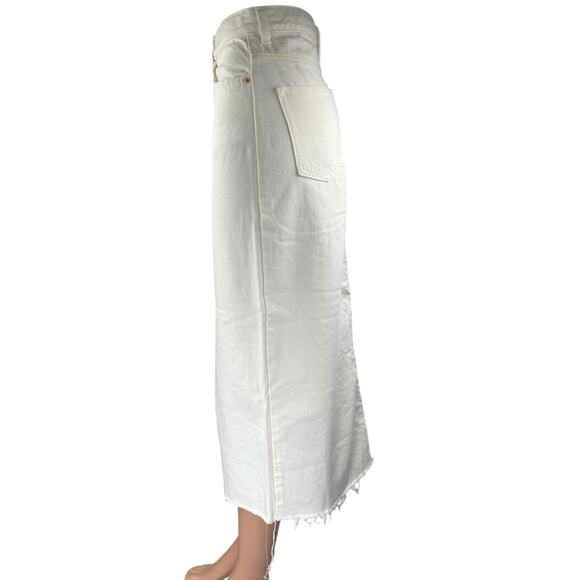 MNG Mango Anais White High Waisted Split Pencil Midi Denim Jean Skirt Size XS - Picture 2 of 5